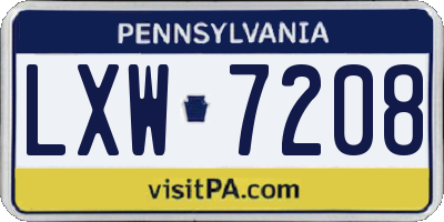 PA license plate LXW7208