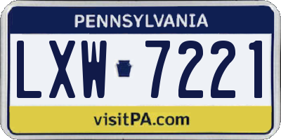 PA license plate LXW7221