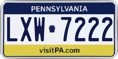 PA license plate LXW7222