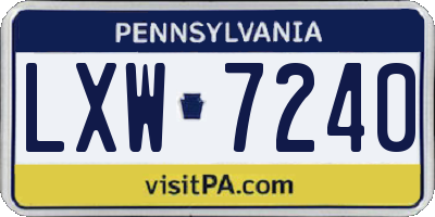 PA license plate LXW7240