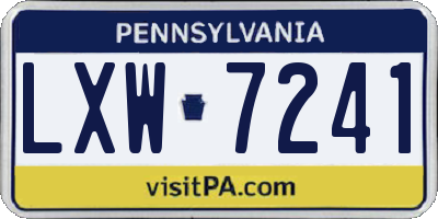 PA license plate LXW7241