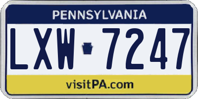 PA license plate LXW7247
