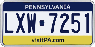 PA license plate LXW7251