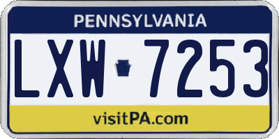 PA license plate LXW7253