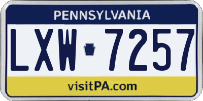 PA license plate LXW7257