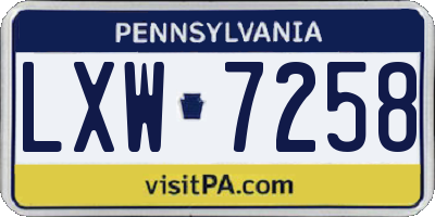PA license plate LXW7258