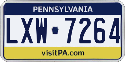 PA license plate LXW7264