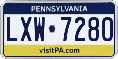 PA license plate LXW7280
