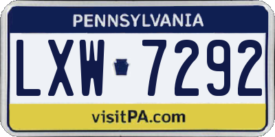 PA license plate LXW7292