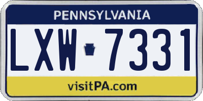 PA license plate LXW7331