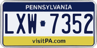 PA license plate LXW7352