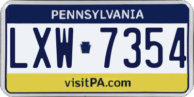 PA license plate LXW7354