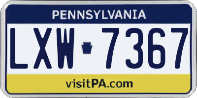 PA license plate LXW7367