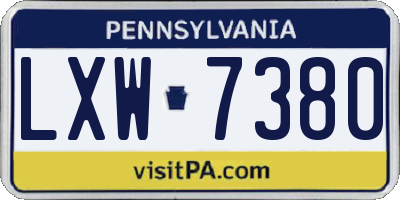 PA license plate LXW7380