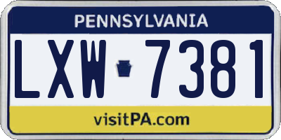 PA license plate LXW7381