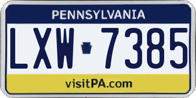 PA license plate LXW7385