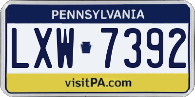 PA license plate LXW7392