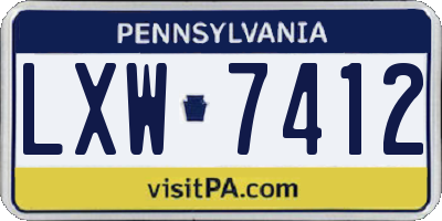 PA license plate LXW7412