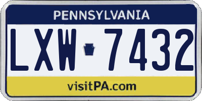 PA license plate LXW7432