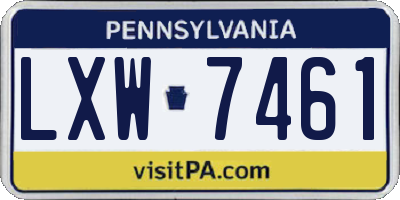 PA license plate LXW7461