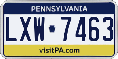 PA license plate LXW7463