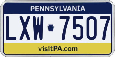 PA license plate LXW7507