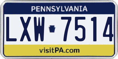 PA license plate LXW7514