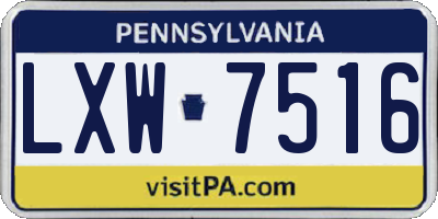 PA license plate LXW7516