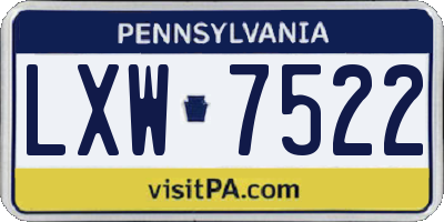 PA license plate LXW7522