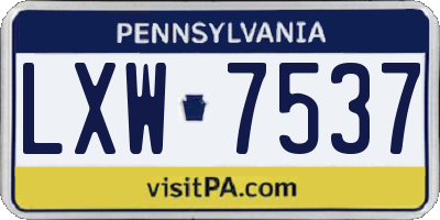 PA license plate LXW7537