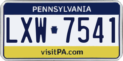 PA license plate LXW7541
