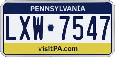 PA license plate LXW7547