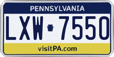 PA license plate LXW7550