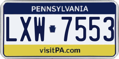 PA license plate LXW7553