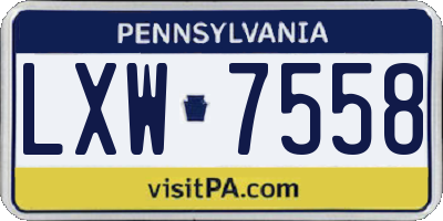 PA license plate LXW7558