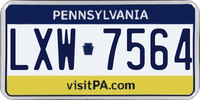 PA license plate LXW7564