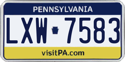 PA license plate LXW7583