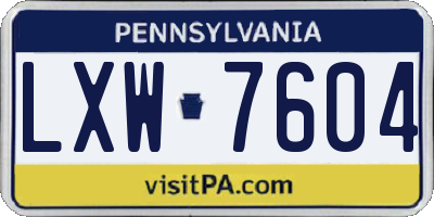 PA license plate LXW7604
