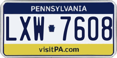 PA license plate LXW7608