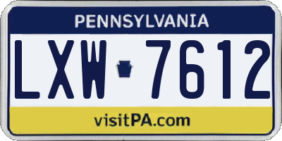 PA license plate LXW7612