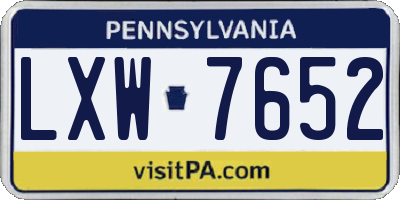 PA license plate LXW7652