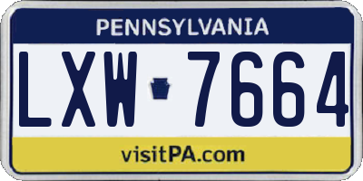 PA license plate LXW7664