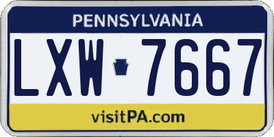 PA license plate LXW7667