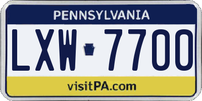 PA license plate LXW7700