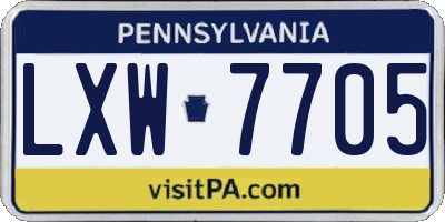 PA license plate LXW7705