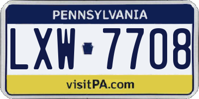 PA license plate LXW7708