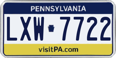 PA license plate LXW7722