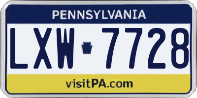 PA license plate LXW7728