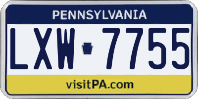 PA license plate LXW7755