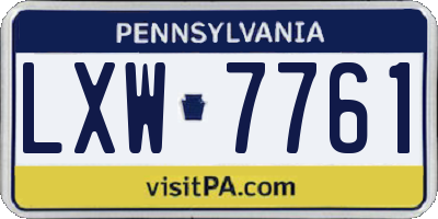PA license plate LXW7761